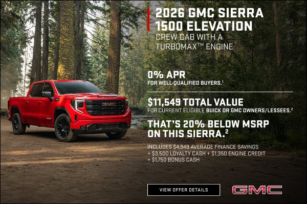 0% APR for well-qualified buyers.1

With a $11,549 Total Value for current eligible Buick and GMC...