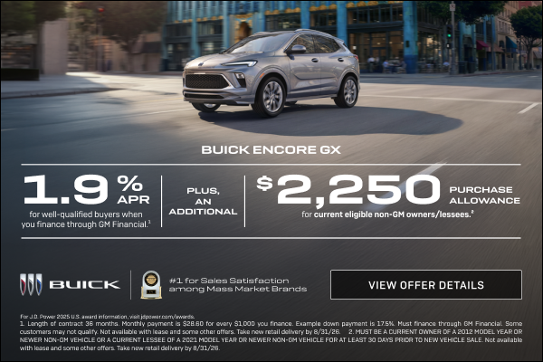 1.9% APR 
FOR WELL-QUALIFIED BUYERS when you finance through GM Financial.1

Plus, an additional ...