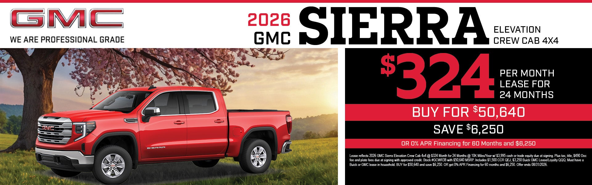 2026 GMC Sierra Elevation Crew Cab Lease Offer